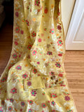 Pastel Yellow Floral Resham Silk Muslin Jamdani Handloom Saree